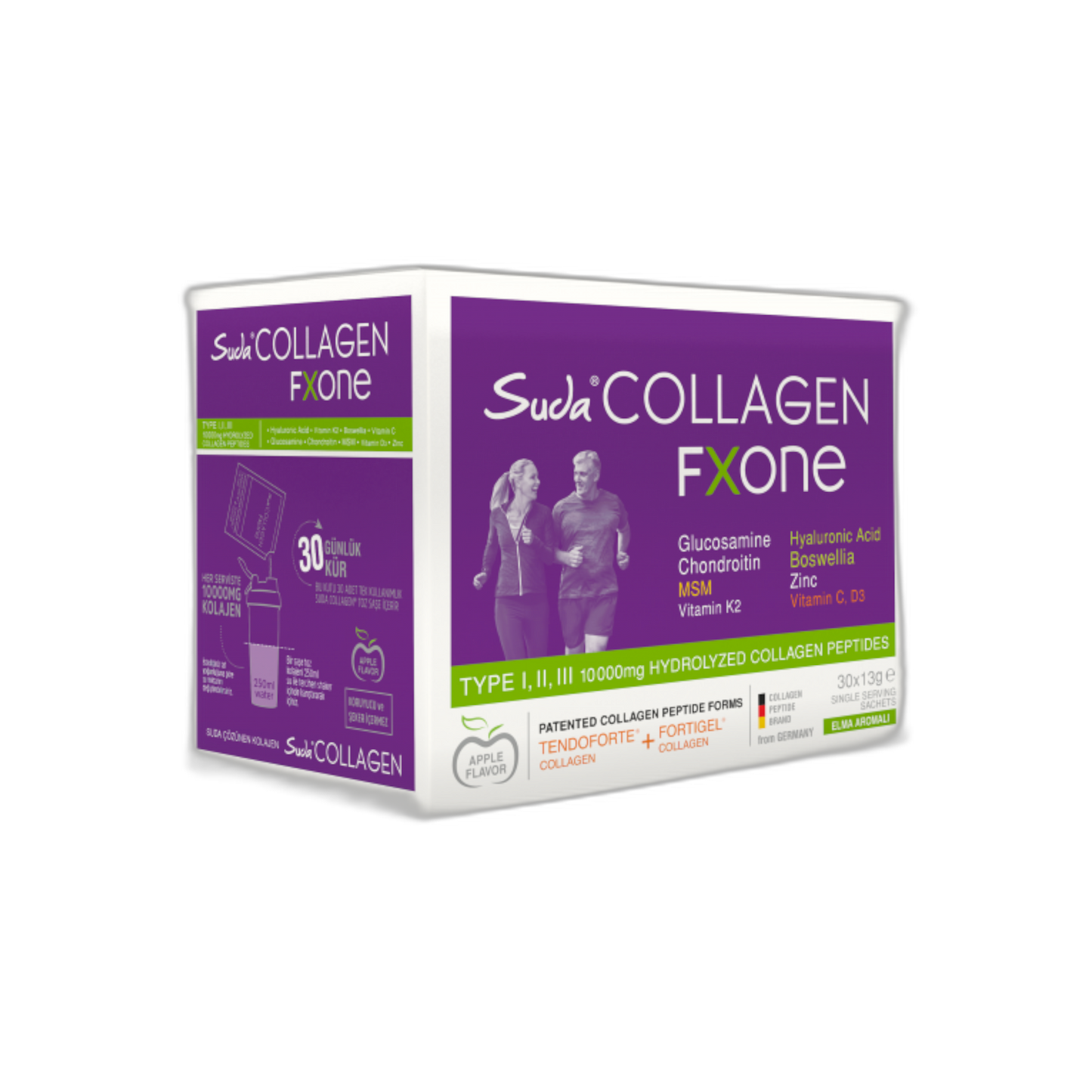 Suda Collagen Fxone mit Apfelgeschmack 30 Chassis x 13 g (Gelenkgesundheit)