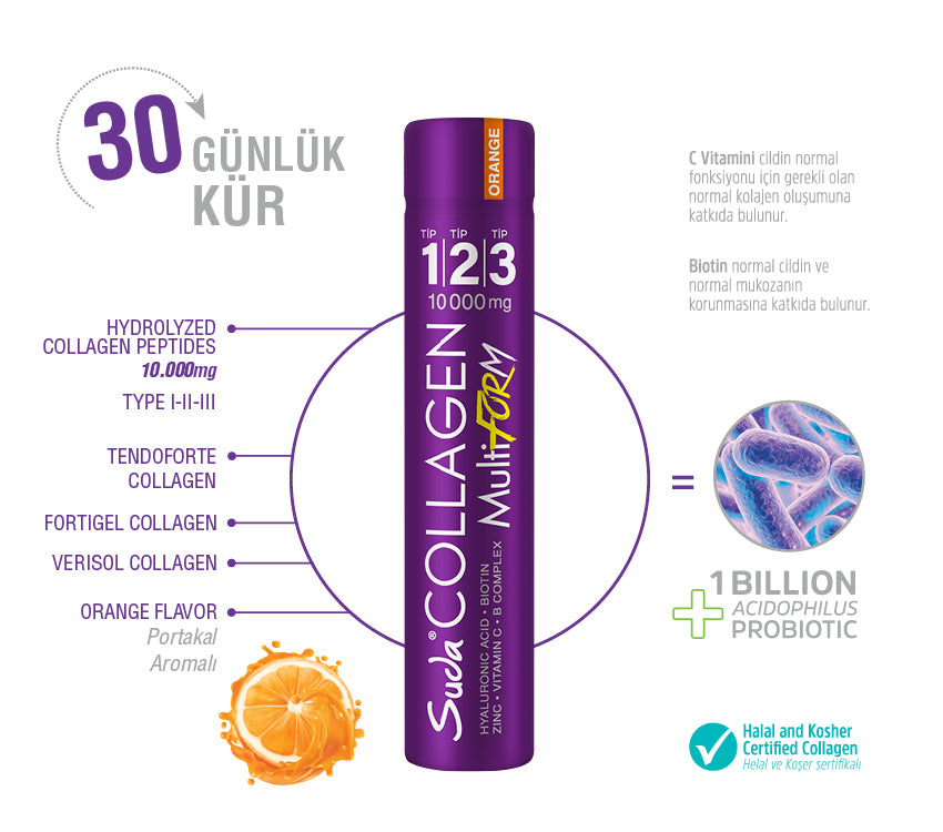 Suda Collagen Typ123 MultiForm Orangengeschmack 30 Shots x 40ml